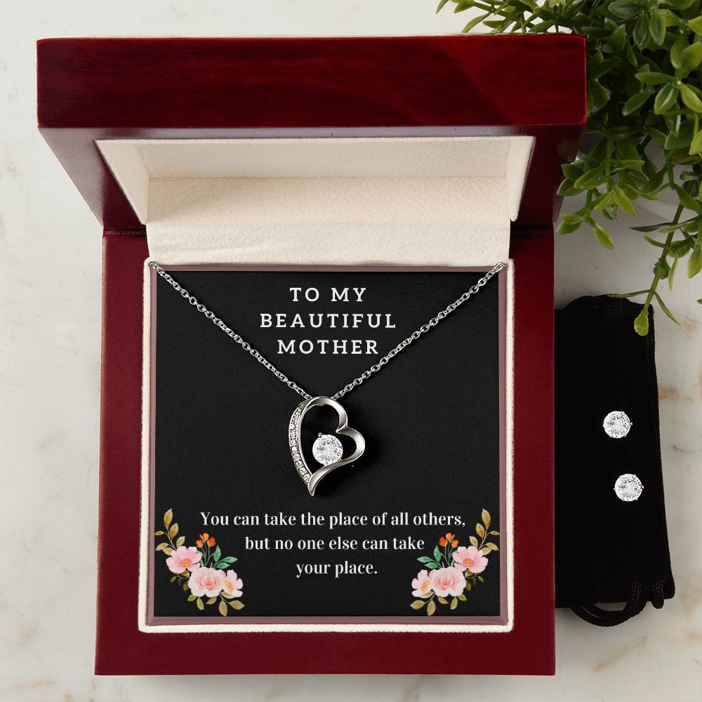 TO MY BEAUTIFUL MOTHER: FOREVER LOVE NECKLACE & EARRING SET