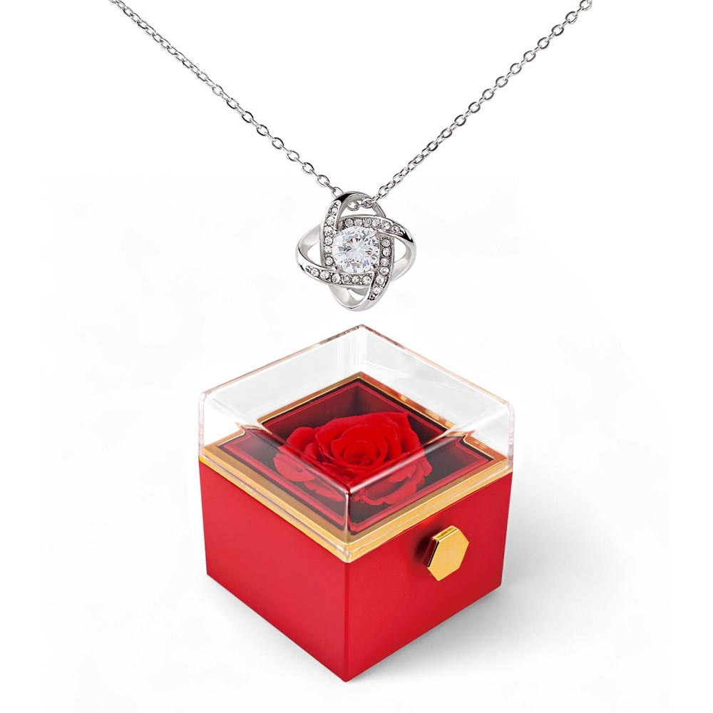 LOVE KNOT NECKLACE WITH ROSE GIFT BOX