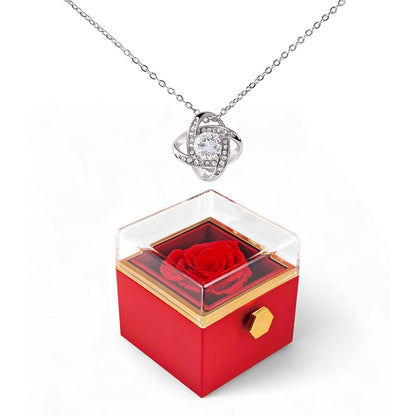 LOVE KNOT NECKLACE WITH ROSE GIFT BOX