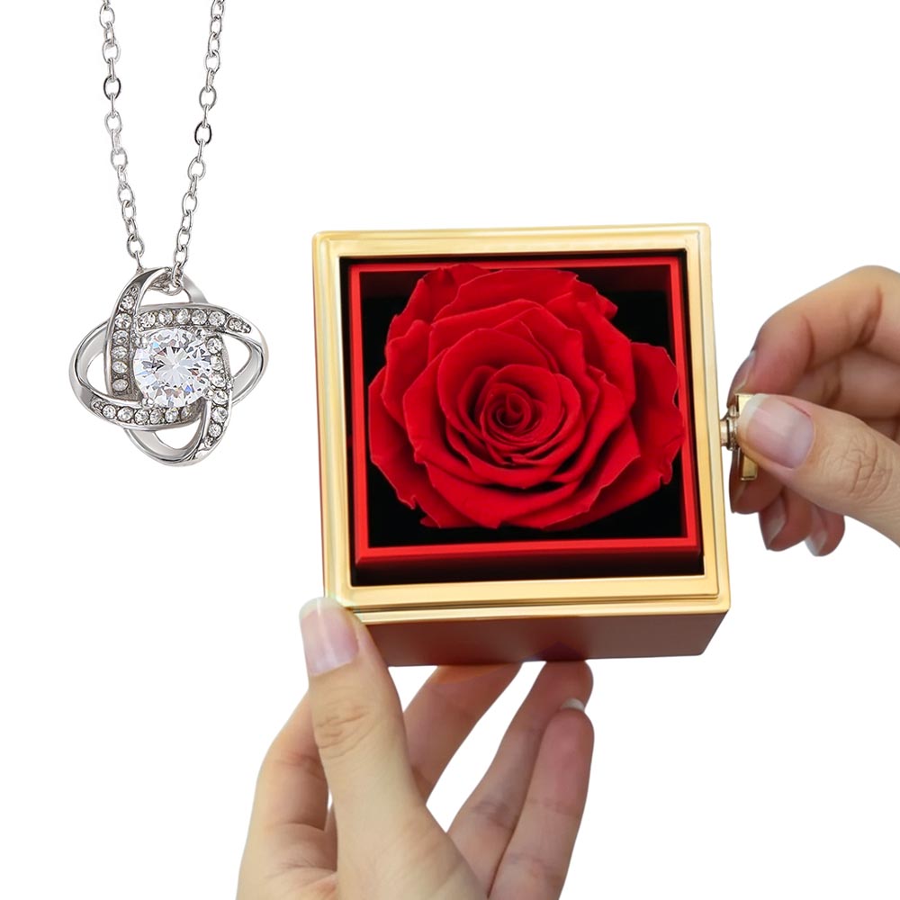 LOVE KNOT NECKLACE WITH ROSE GIFT BOX