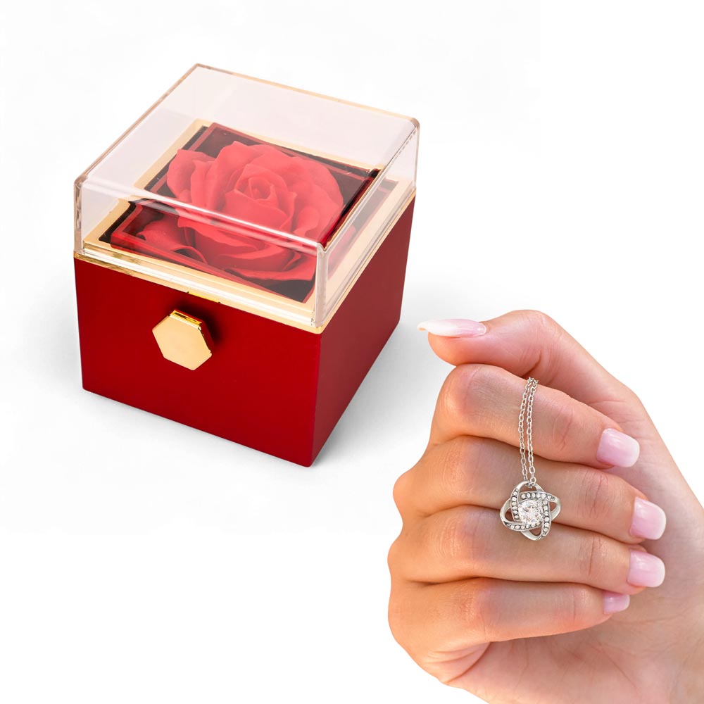 LOVE KNOT NECKLACE WITH ROSE GIFT BOX