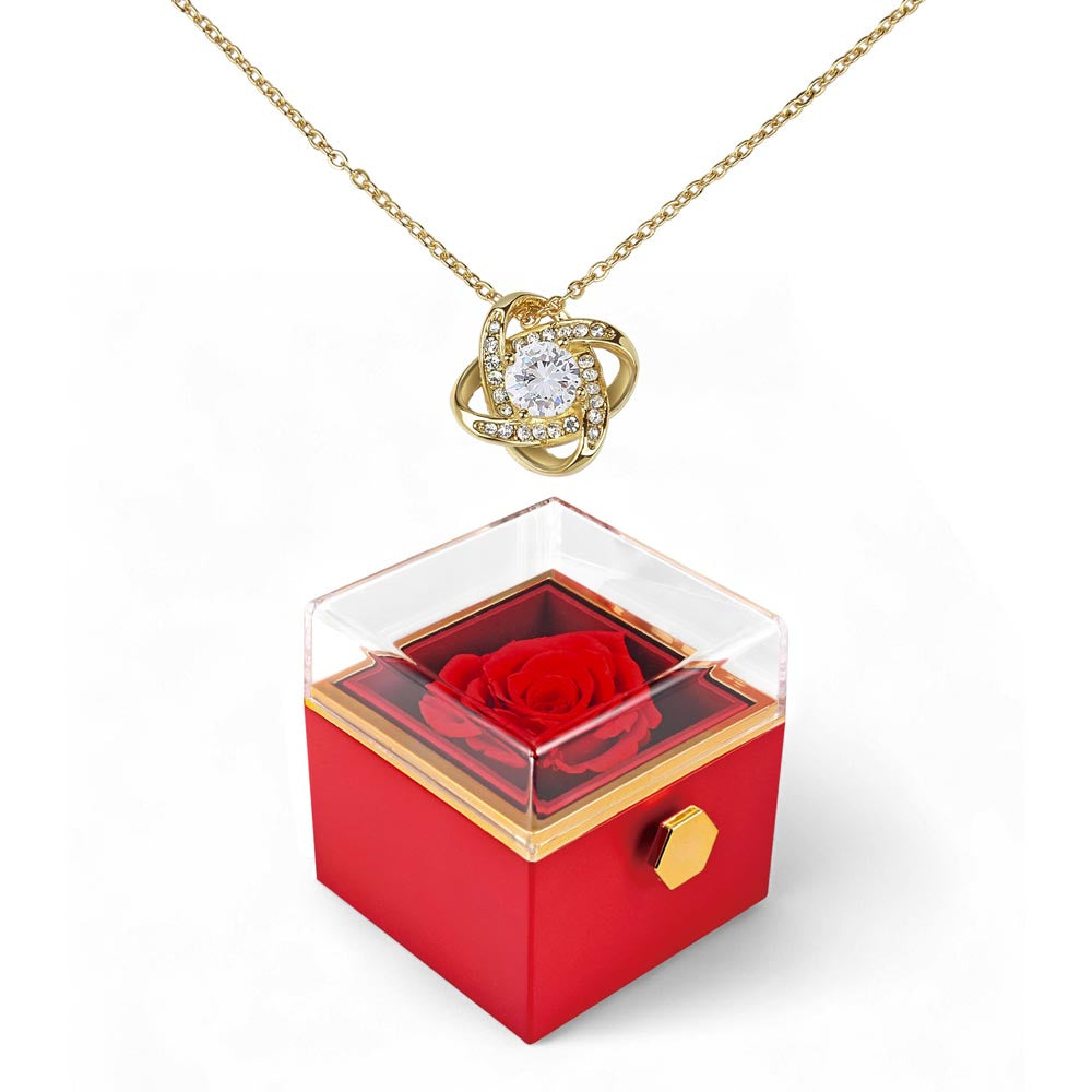 LOVE KNOT NECKLACE WITH ROSE GIFT BOX