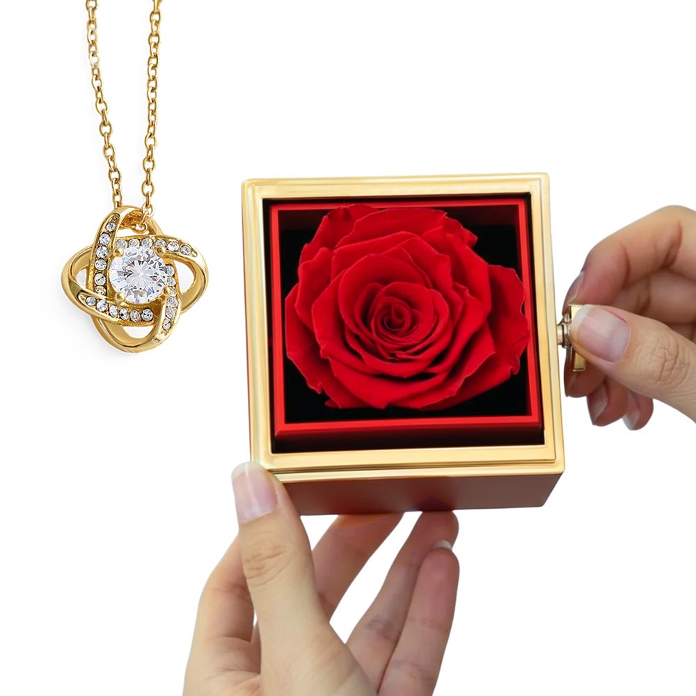 LOVE KNOT NECKLACE WITH ROSE GIFT BOX