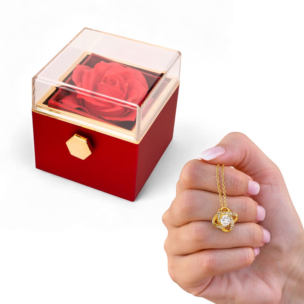 LOVE KNOT NECKLACE WITH ROSE GIFT BOX