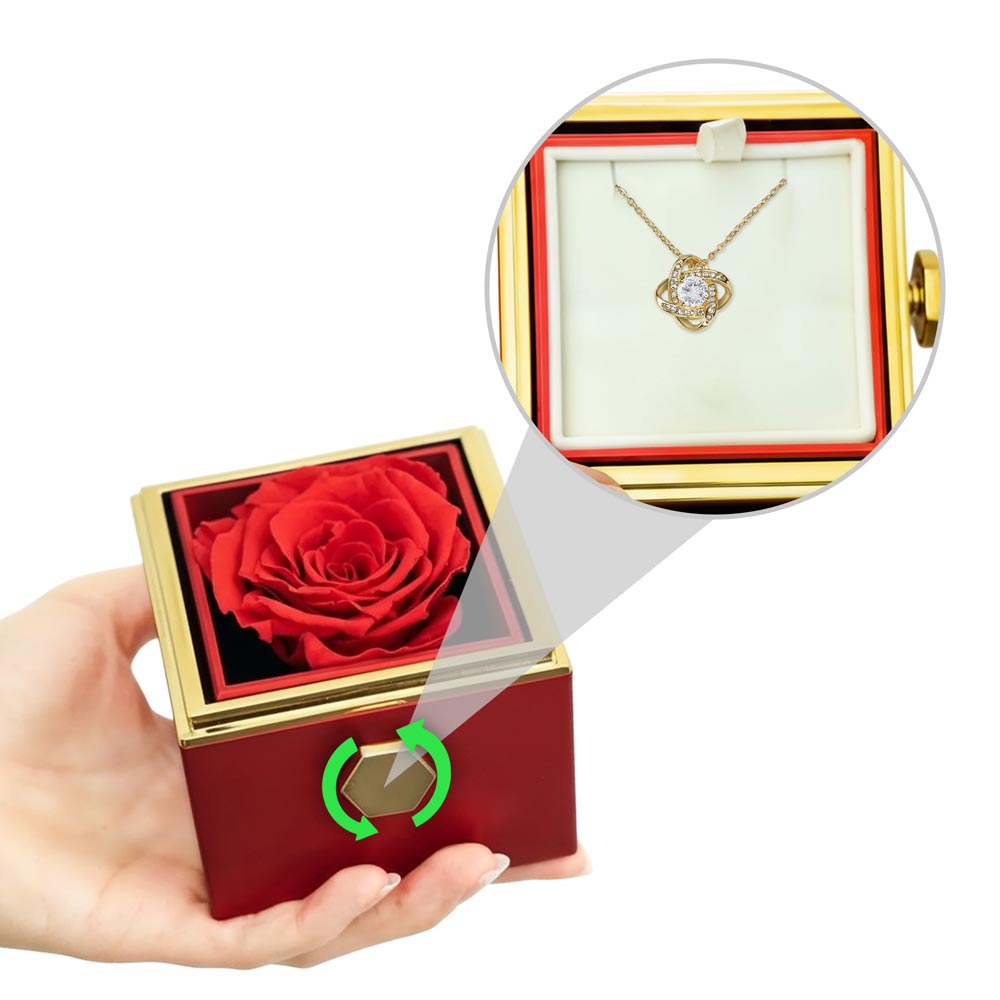 LOVE KNOT NECKLACE WITH ROSE GIFT BOX