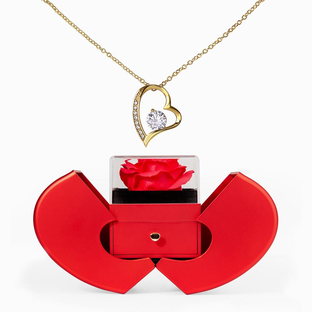 HEART NECKLACE WITH ROSE BOX